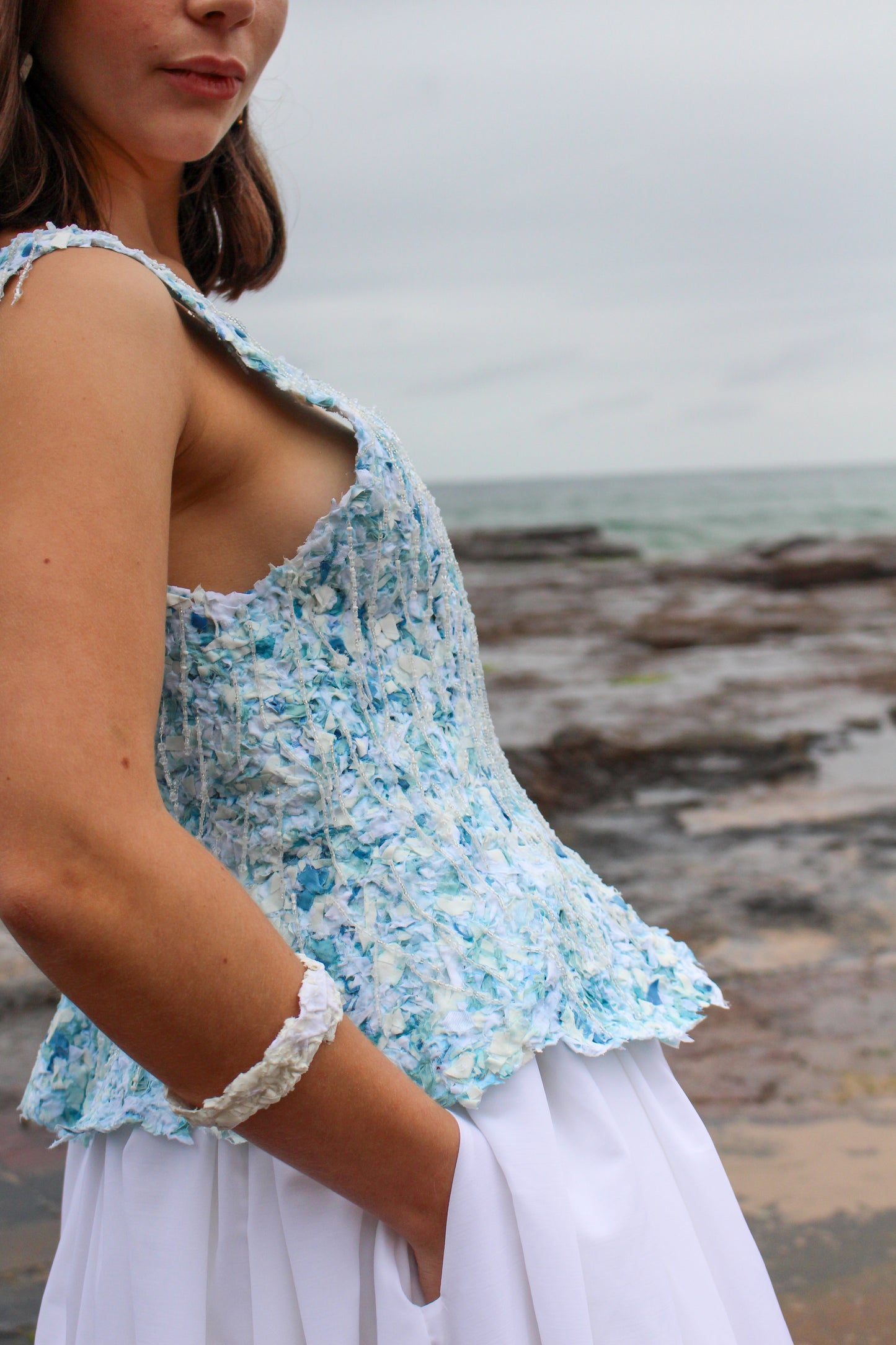Ocean White Maxi Bubble Skirt